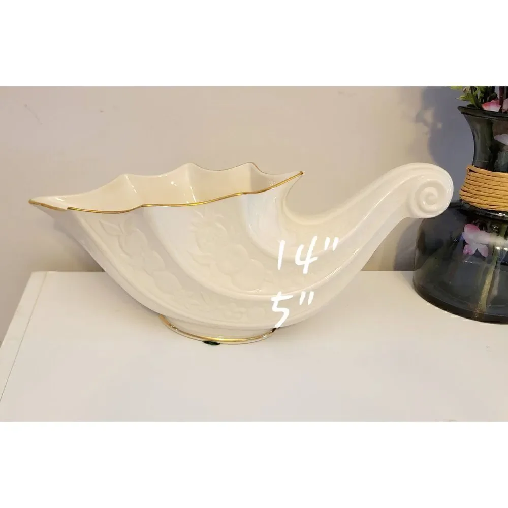 LENOX 1989 Fruits Of Life Cornucopia Porcelain W/ Gold Trim